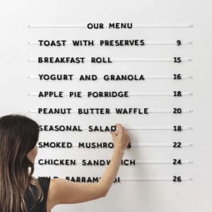 Restaurant menu wall letters
