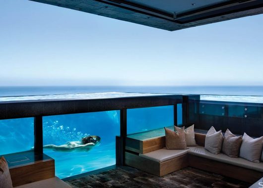 Luxurious private pool with acrylic windows